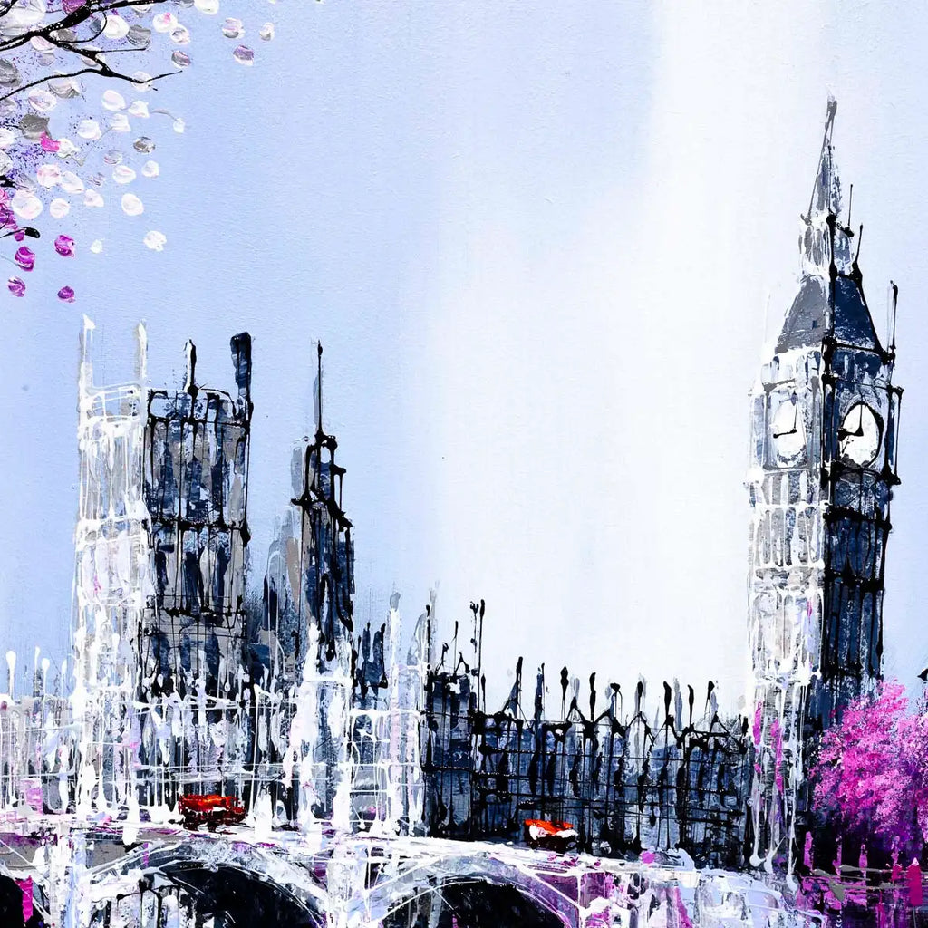 Pink Hues Over London - Original - SOLD by artist Simon Wright - Wyecliffe Galleries
