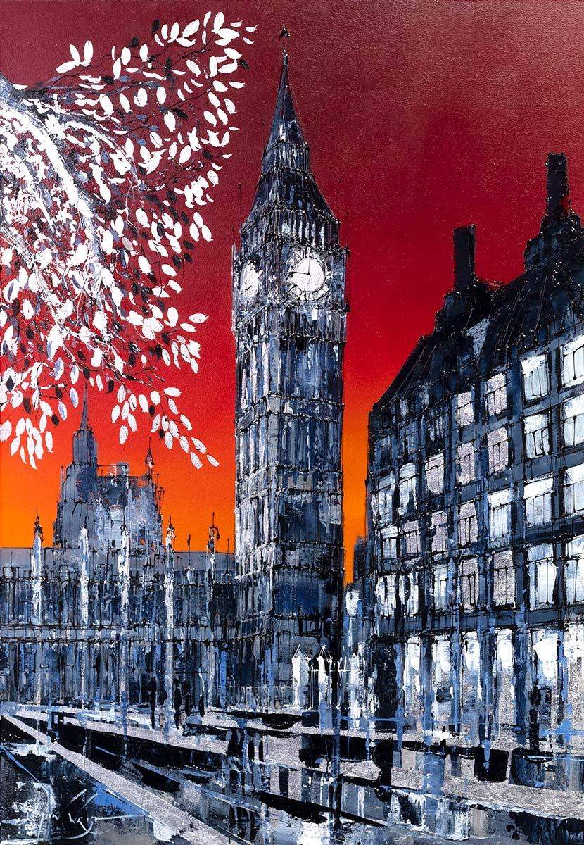 Red Skies at Night - Original - SOLD by artist Simon Wright - Wyecliffe Galleries