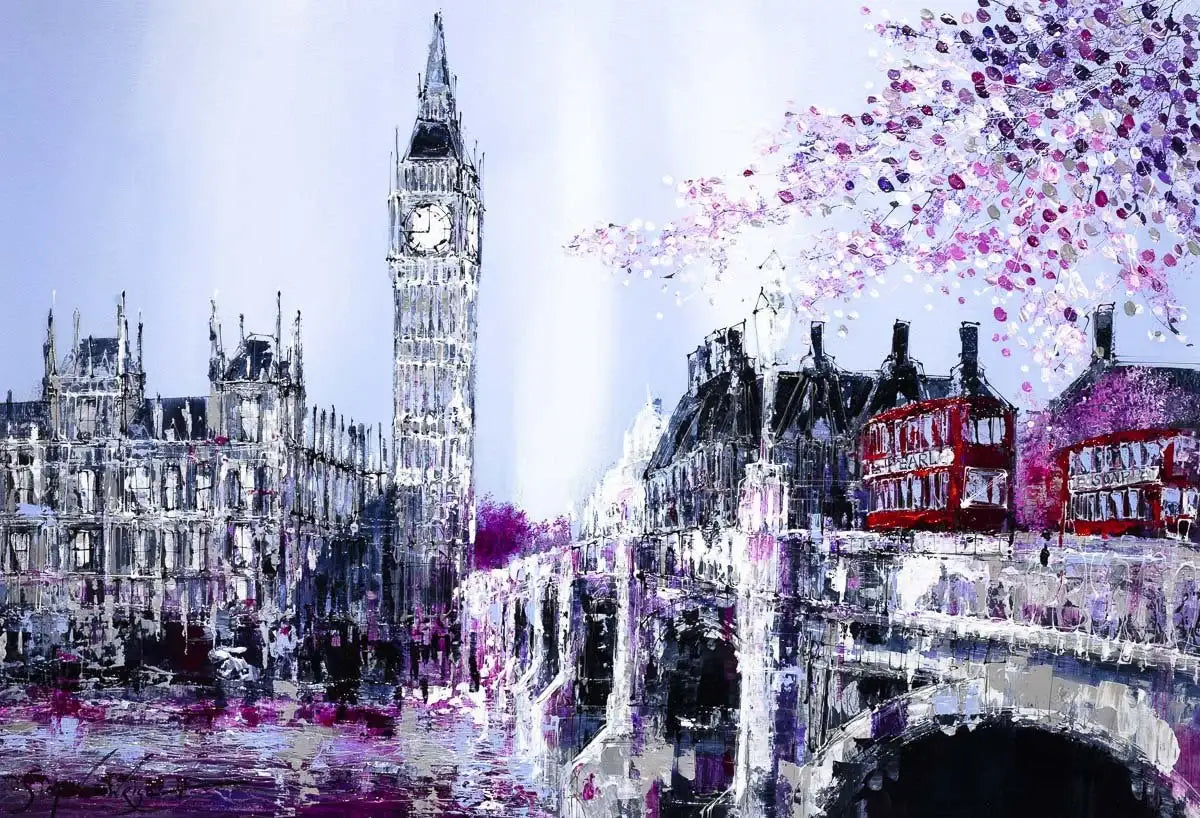Springtime at Westminster Bridge - Original - SOLD by artist Simon Wright - Wyecliffe Galleries
