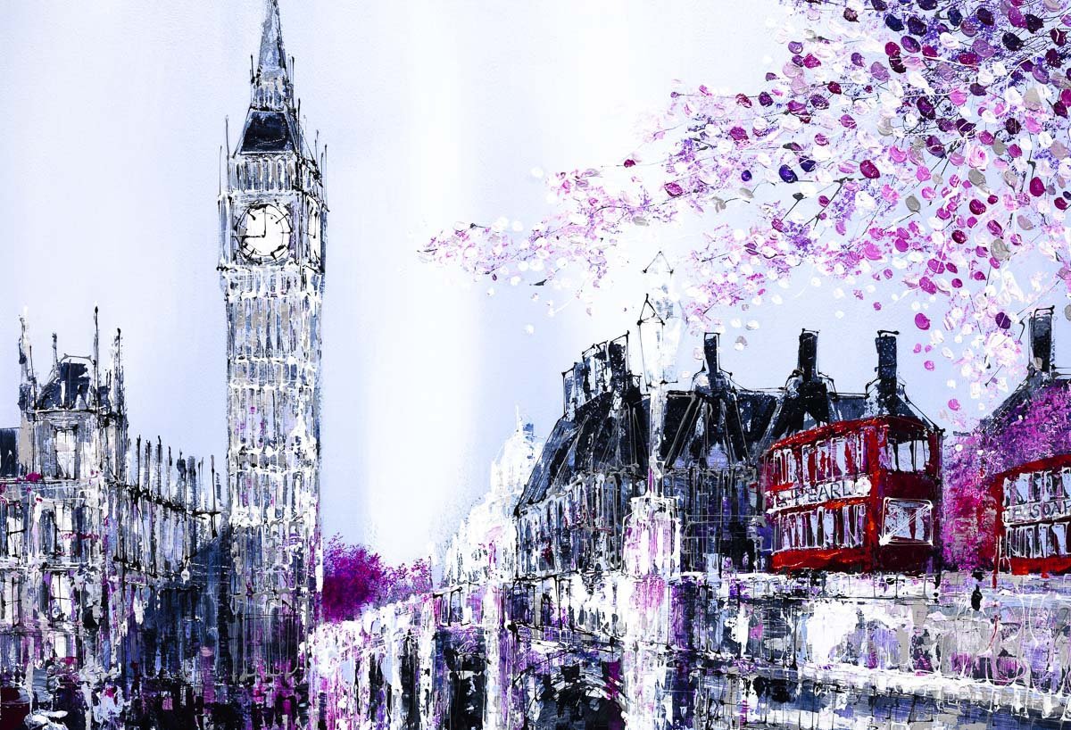 Springtime at Westminster Bridge - Original Simon Wright Framed