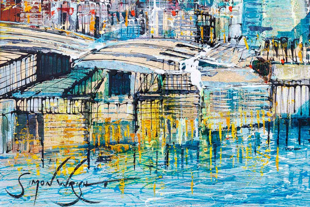 Sundown Along The Southbank - Original - SOLD by artist Simon Wright - Wyecliffe Galleries