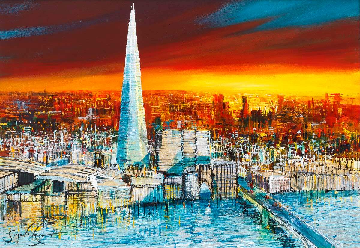 Sundown Along The Southbank - Original - SOLD by artist Simon Wright - Wyecliffe Galleries