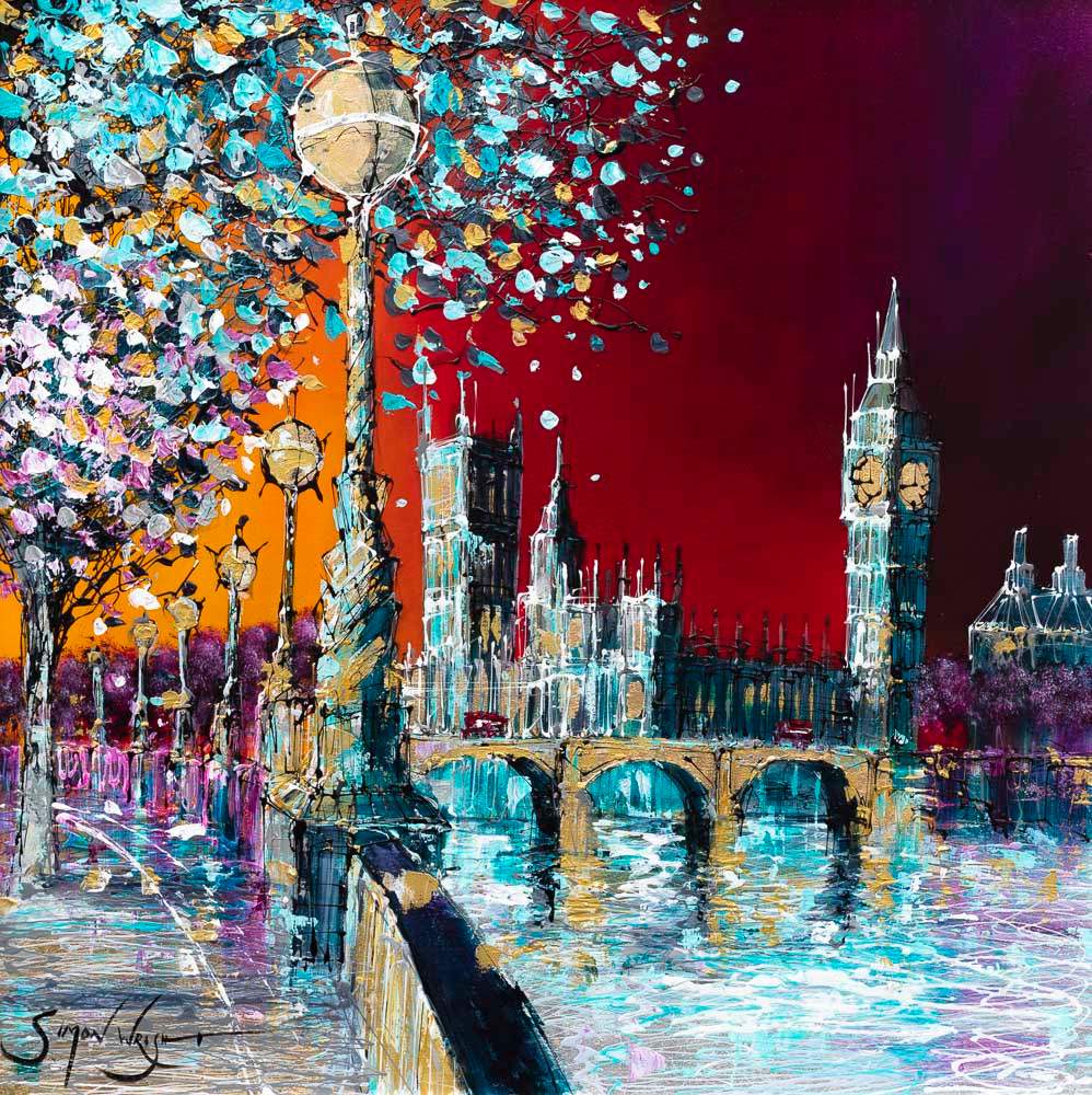 Sunrise On The Thames - Original - SOLD by artist Simon Wright - Wyecliffe Galleries