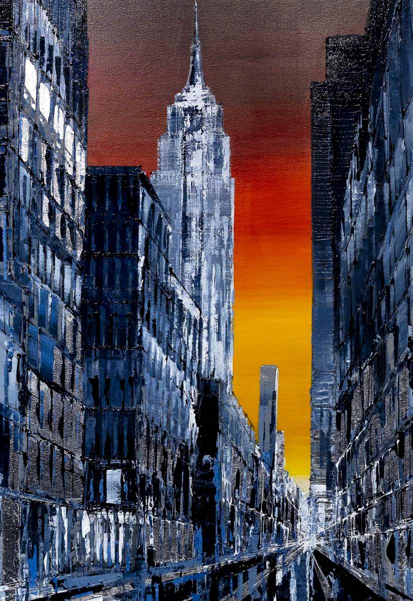 Sunset City - Original - SOLD by artist Simon Wright - Wyecliffe Galleries
