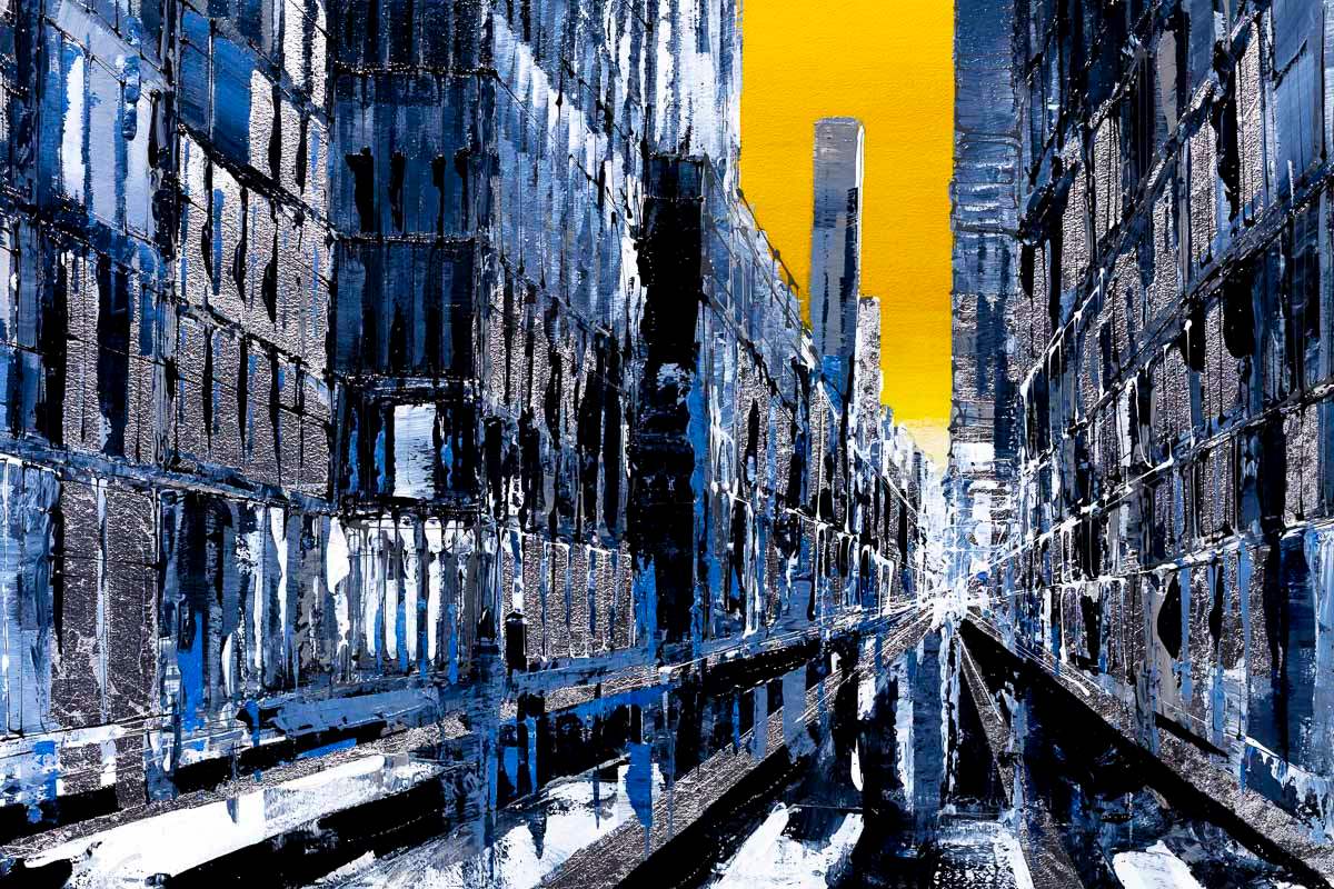 Sunset City - Original - SOLD by artist Simon Wright - Wyecliffe Galleries
