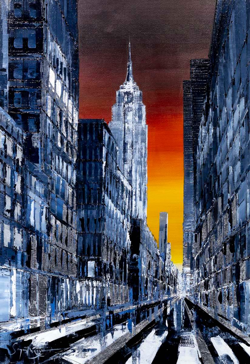 Sunset City - Original - SOLD by artist Simon Wright - Wyecliffe Galleries