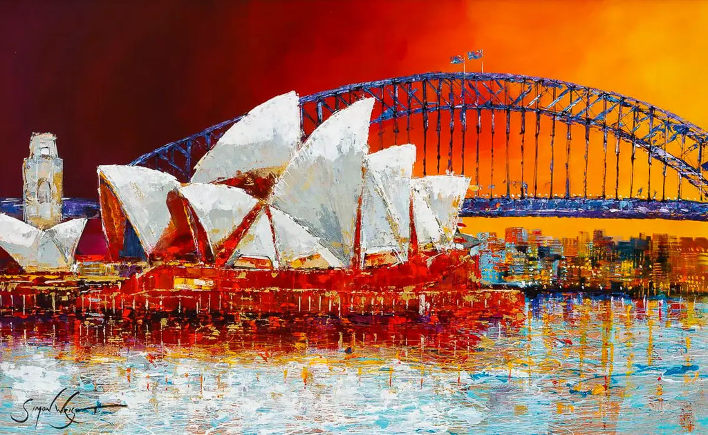 Sunset In Sydney - Original - SOLD by artist Simon Wright - Wyecliffe Galleries