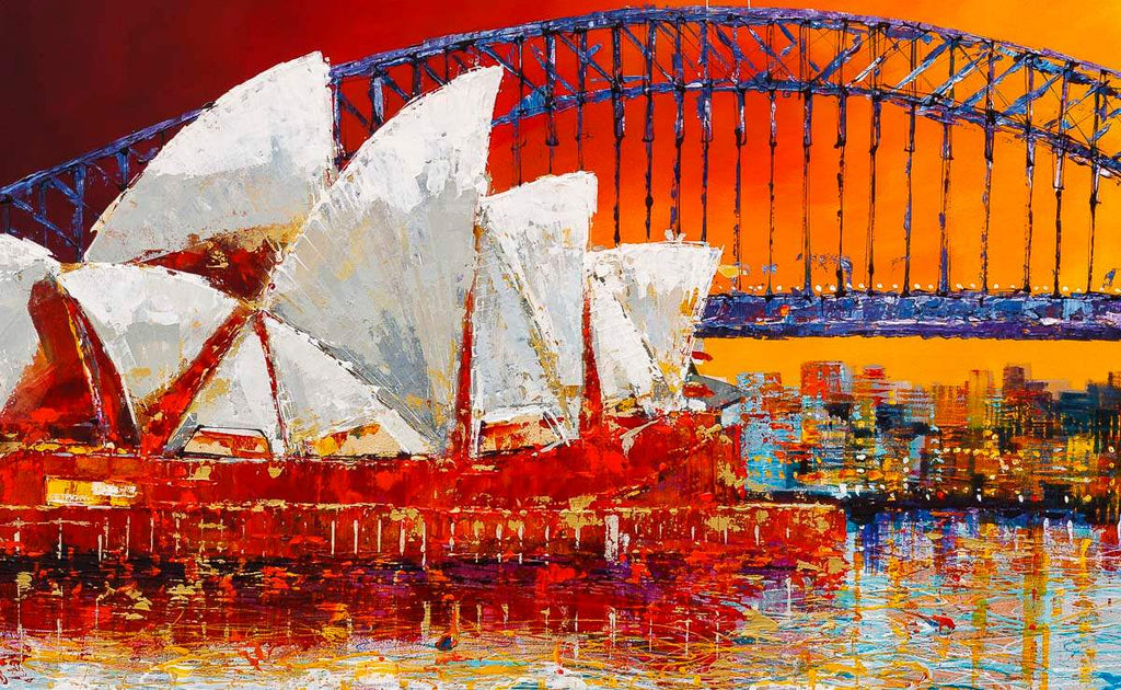 Sunset In Sydney - Original - SOLD by artist Simon Wright - Wyecliffe Galleries