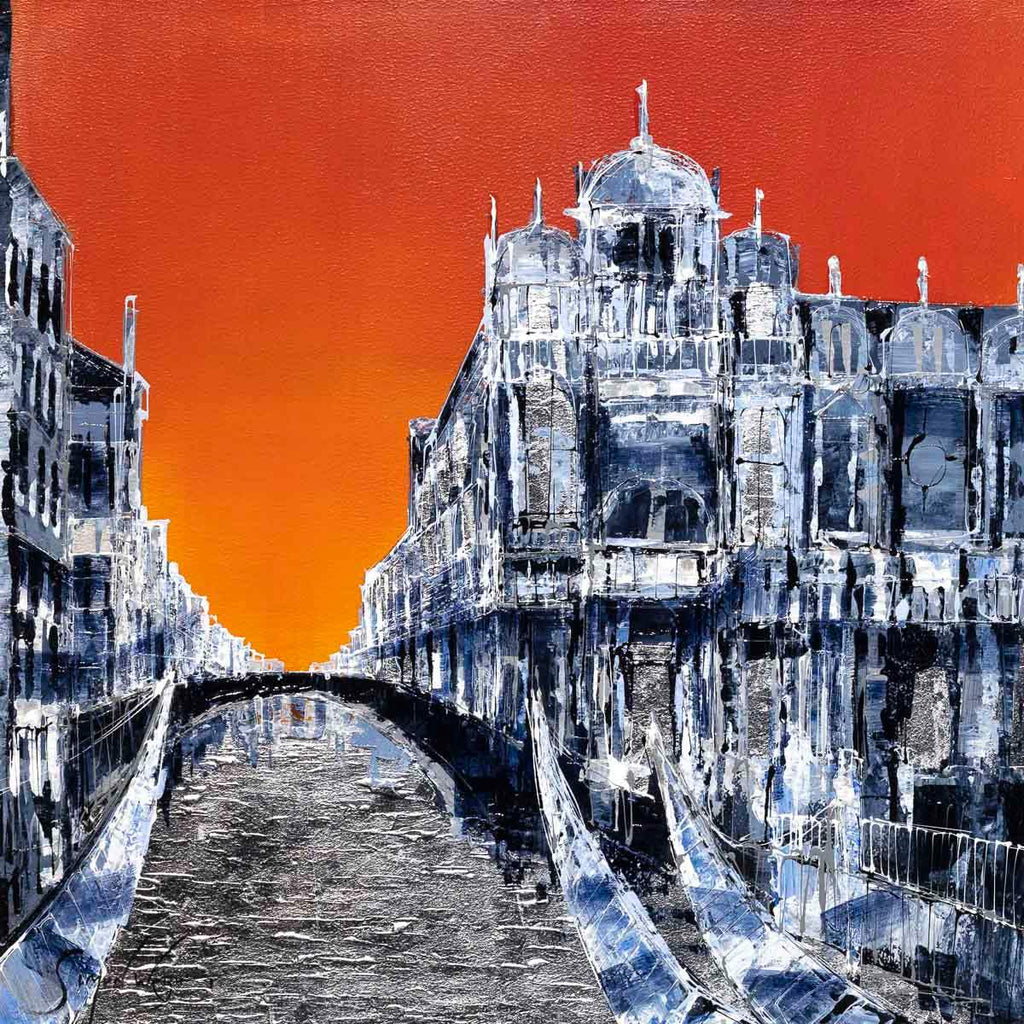 Sunset Over the Canal - Original by artist Simon Wright - Wyecliffe Galleries