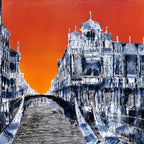 Sunset Over the Canal - Original by artist Simon Wright - Wyecliffe Galleries