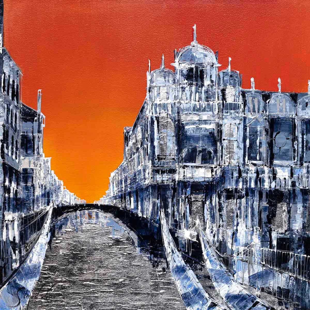 Sunset Over the Canal - Original by artist Simon Wright - Wyecliffe Galleries