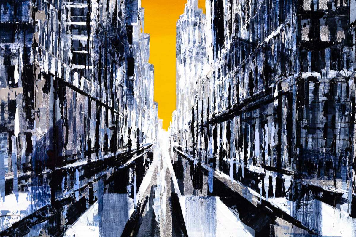 Sunset Streets - Original - SOLD by artist Simon Wright - Wyecliffe Galleries