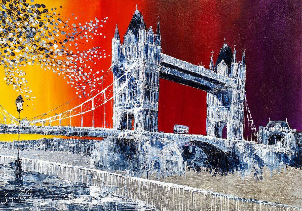Sunsets Over Tower Bridge - Original - SOLD by artist Simon Wright - Wyecliffe Galleries