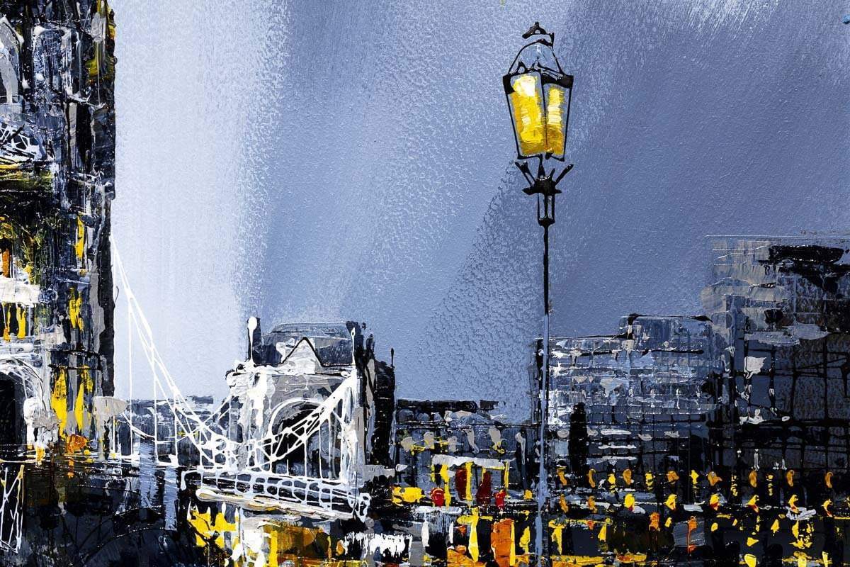 The Bridge at Night - Original - SOLD by artist Simon Wright - Wyecliffe Galleries