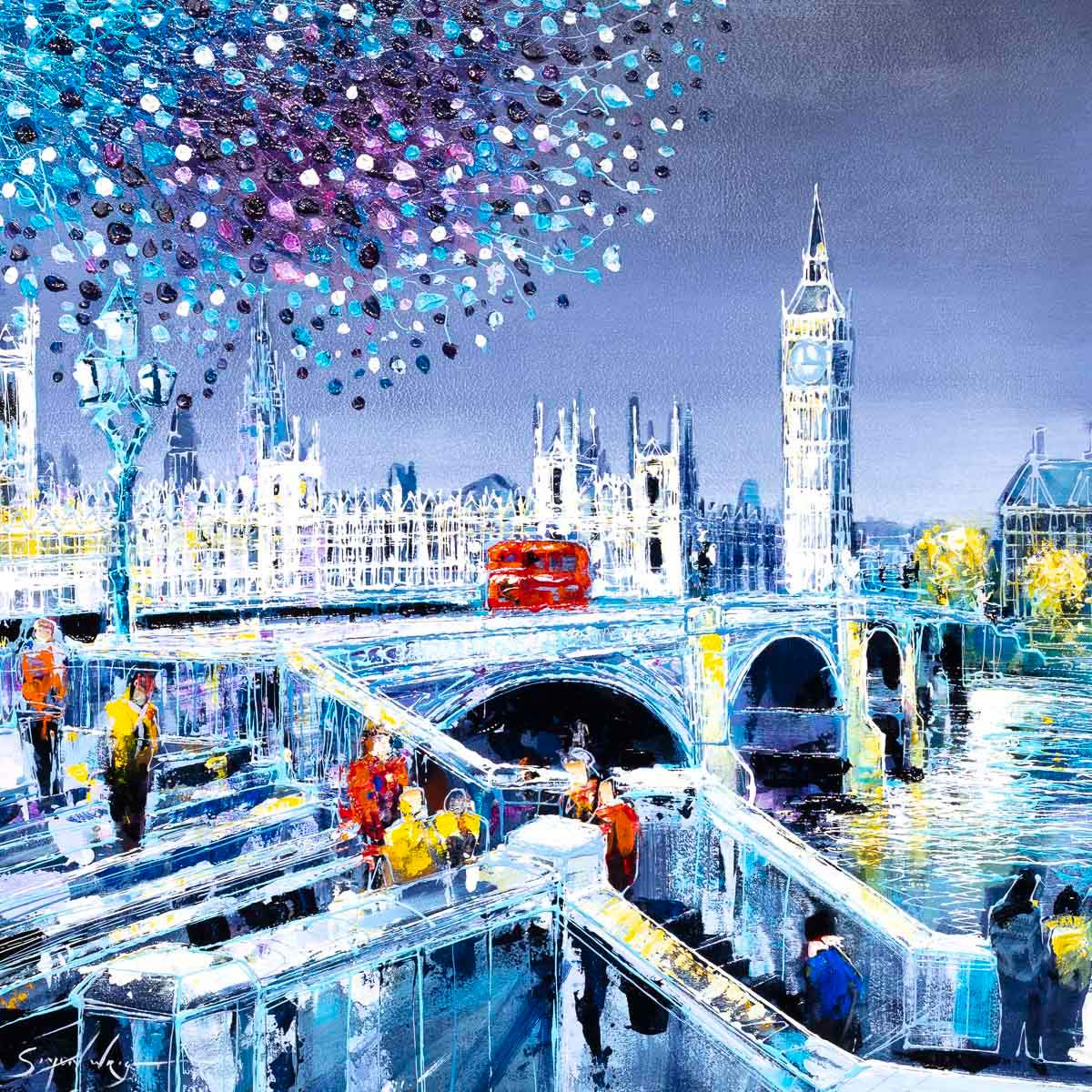 Twilight on the Thames - Original - SOLD by artist Simon Wright - Wyecliffe Galleries