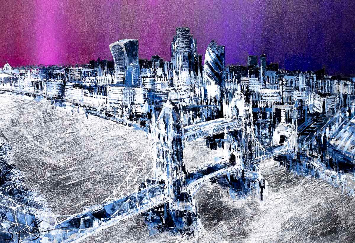 Twilight Skyline - Original - SOLD by artist Simon Wright - Wyecliffe Galleries