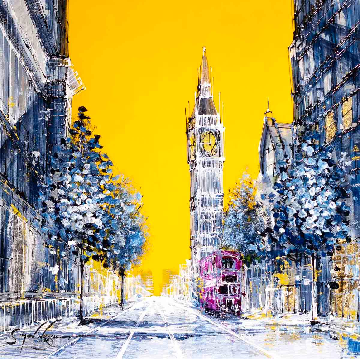 Views of Big Ben - Original - SOLD by artist Simon Wright - Wyecliffe Galleries