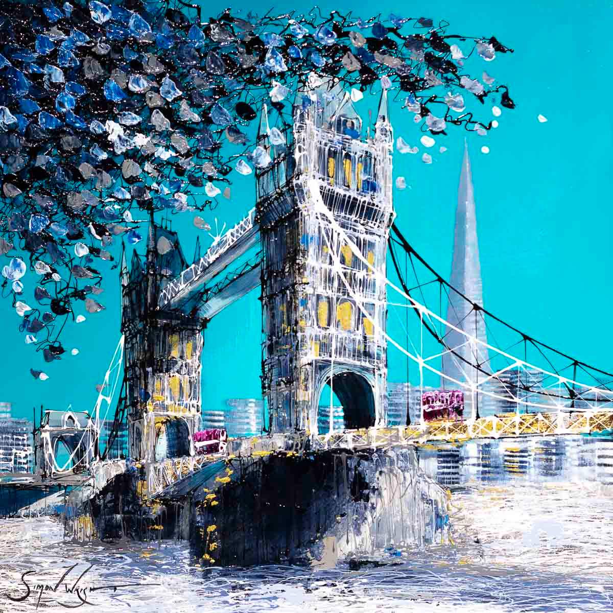 Views over Tower Bridge - Original - SOLD by artist Simon Wright - Wyecliffe Galleries