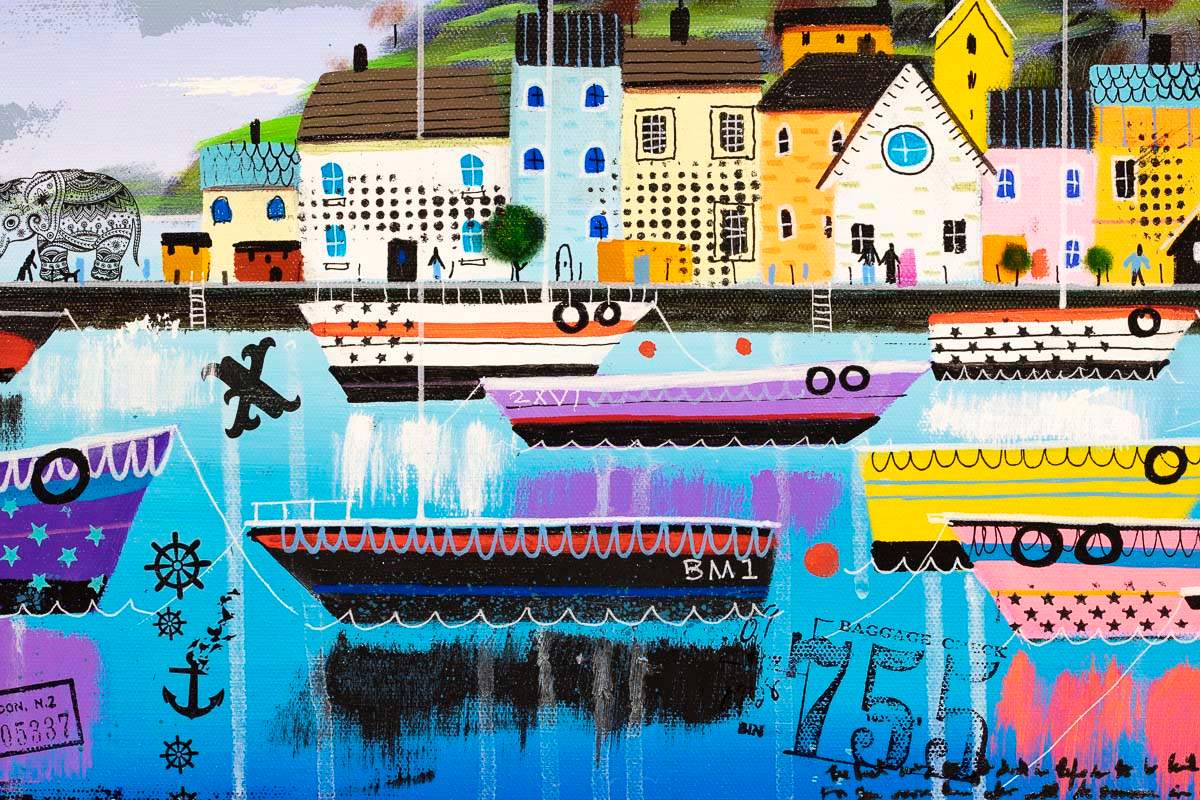 Riverside Fun - Original - SOLD by artist Sue Elswick - Wyecliffe Galleries