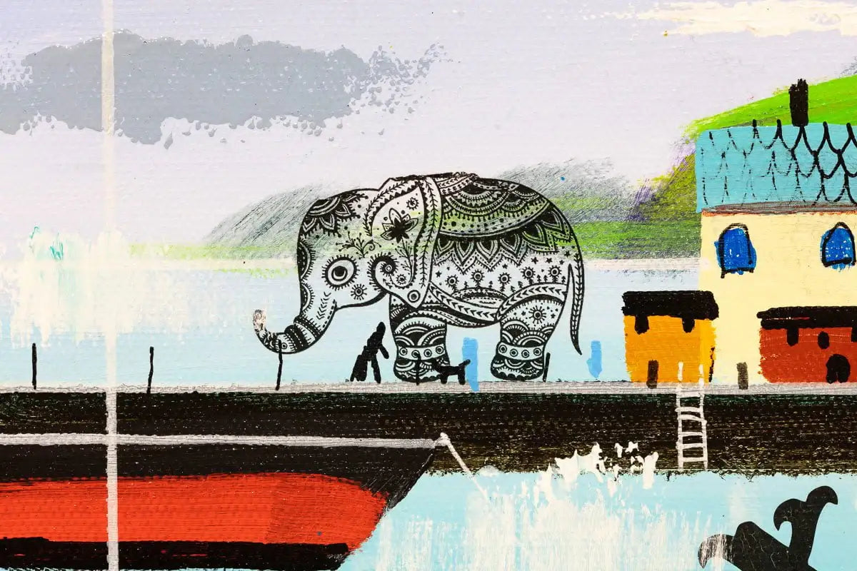 Riverside Fun - Original - SOLD by artist Sue Elswick - Wyecliffe Galleries