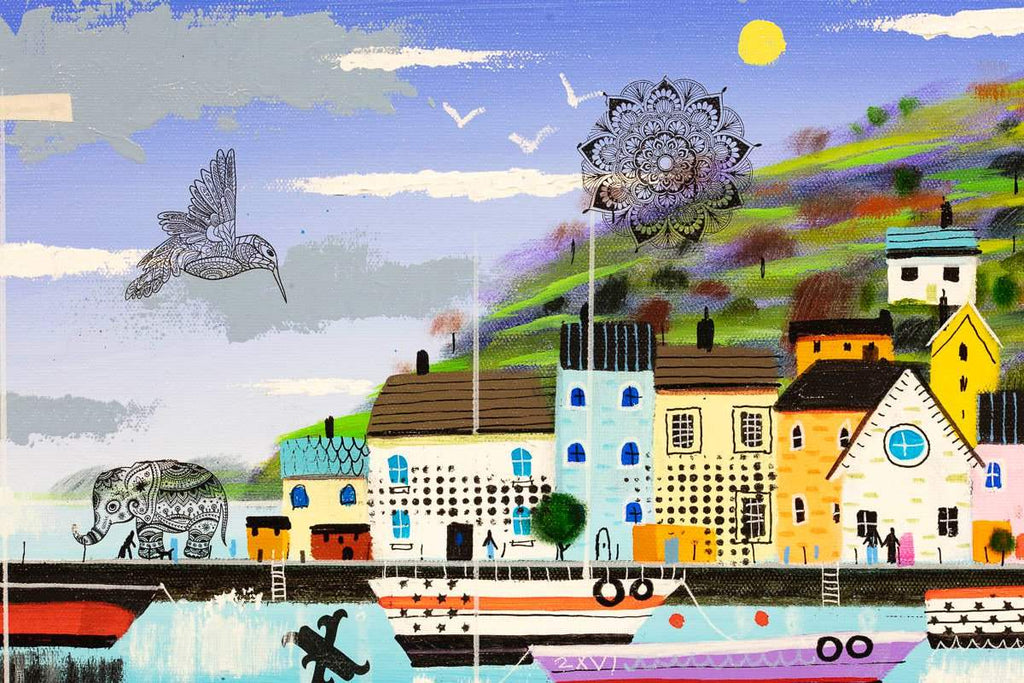 Riverside Fun - Original - SOLD by artist Sue Elswick - Wyecliffe Galleries