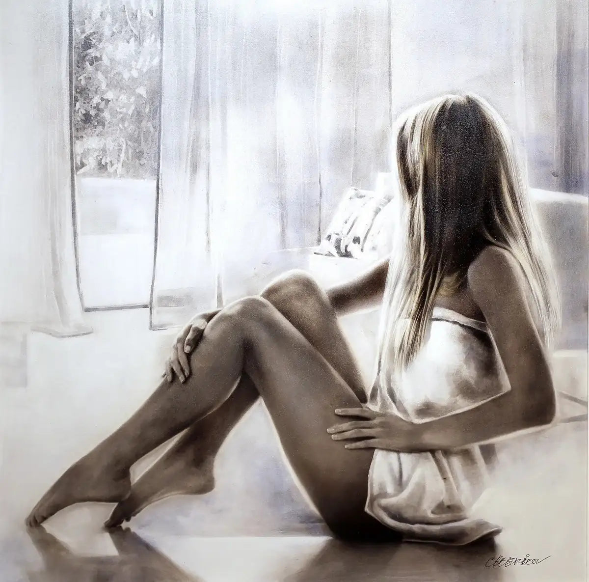 By the Window - SOLD by artist Talantbek Chekirov - Wyecliffe Galleries