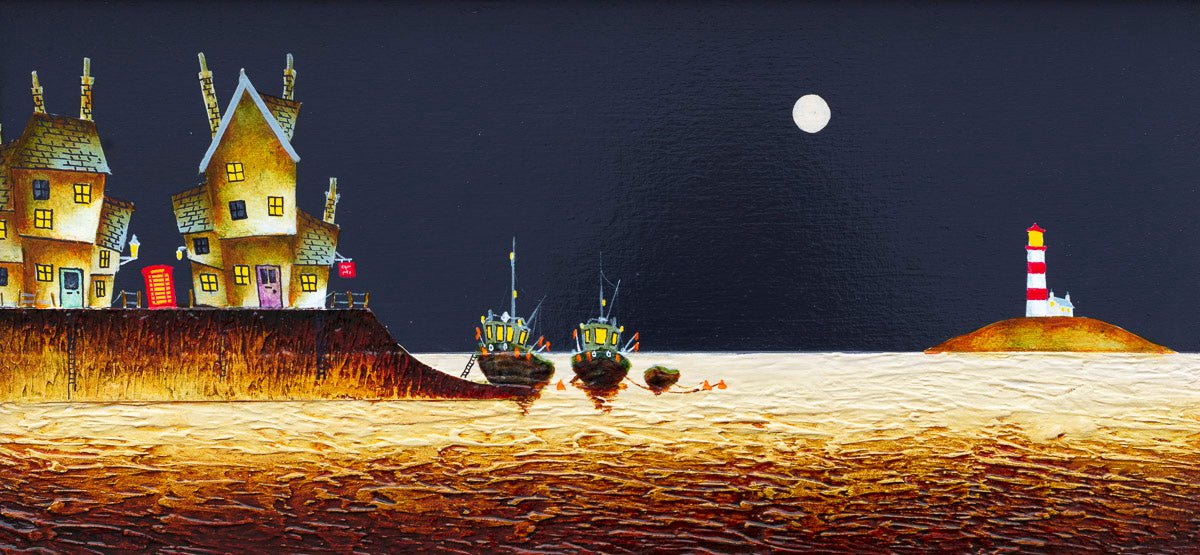 Moonlit Harbour - Original Tom Shore Original