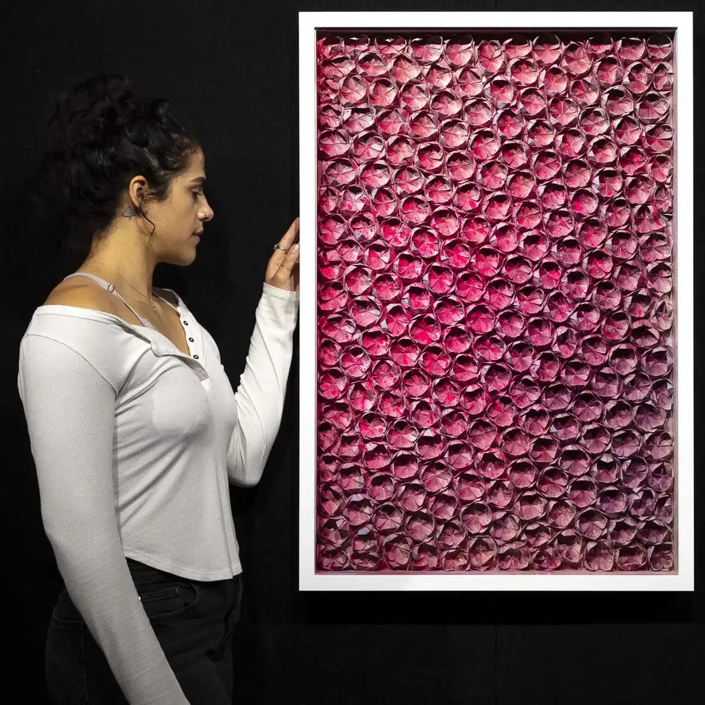 Fold Pink 222 - Original - SOLD by artist Tristan Hibberd - Wyecliffe Galleries