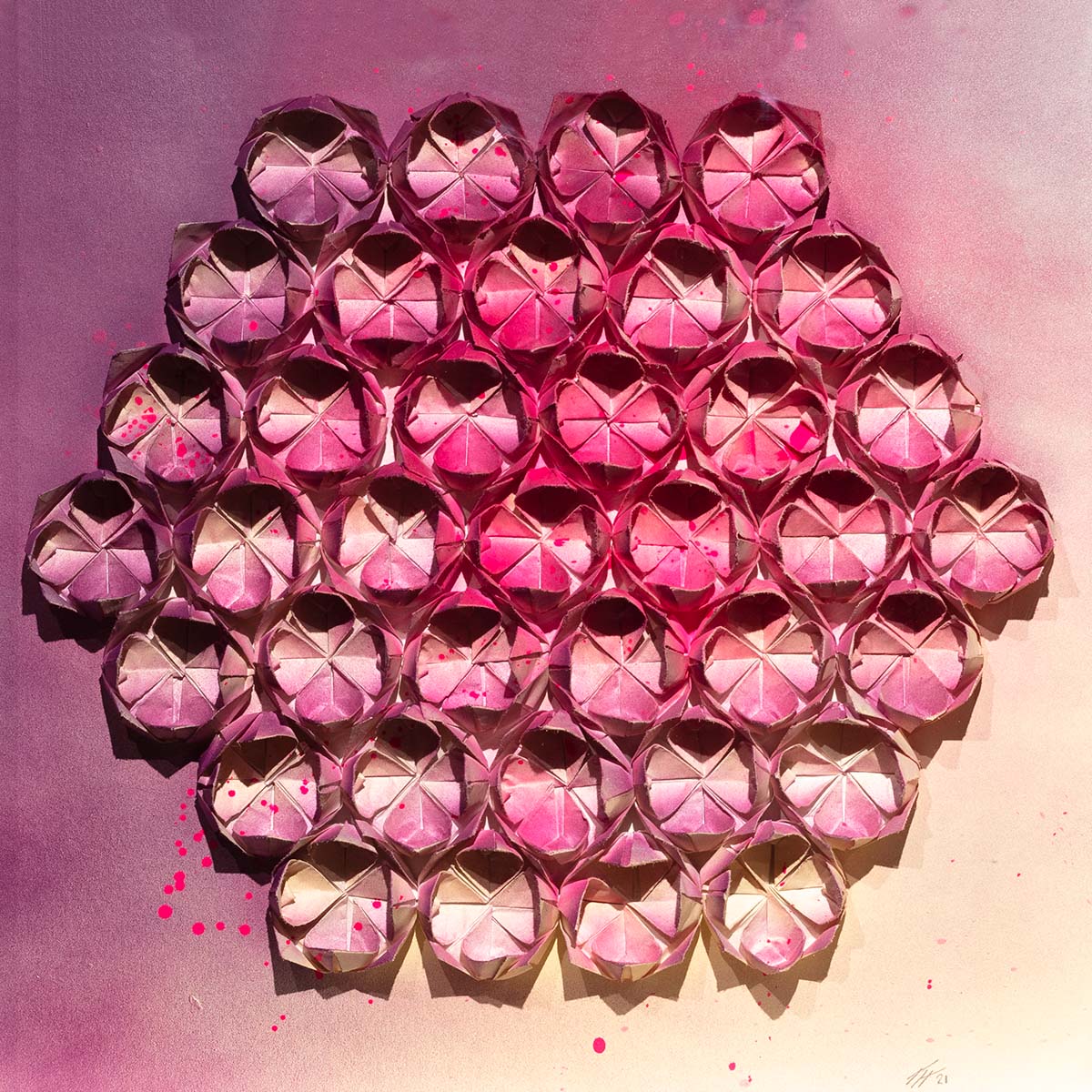 Fold Pink 37 - Original Tristan Hibberd Framed