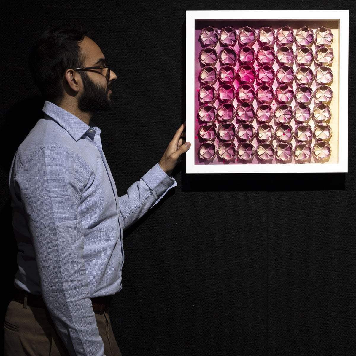 Fold Pink 49 - Original - SOLD by artist Tristan Hibberd - Wyecliffe Galleries