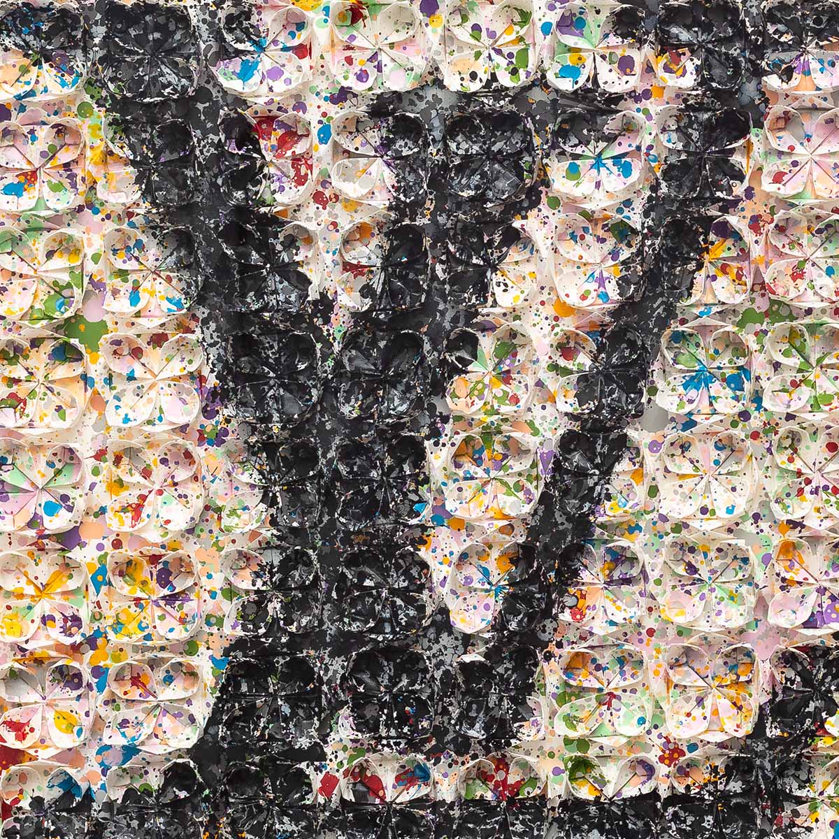 Louis Vuitton glitter logo, creative, metal grid background, Louis