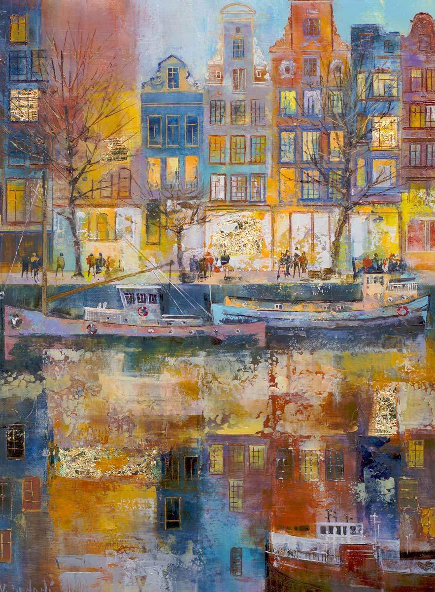 Along The Canal - Original - SOLD by artist Veronika Benoni - Wyecliffe Galleries