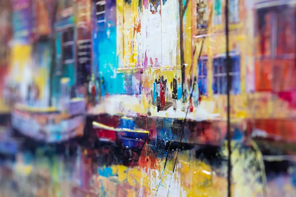 Boats of Amsterdam - Original SOLD by artist Veronika Benoni - Wyecliffe Galleries