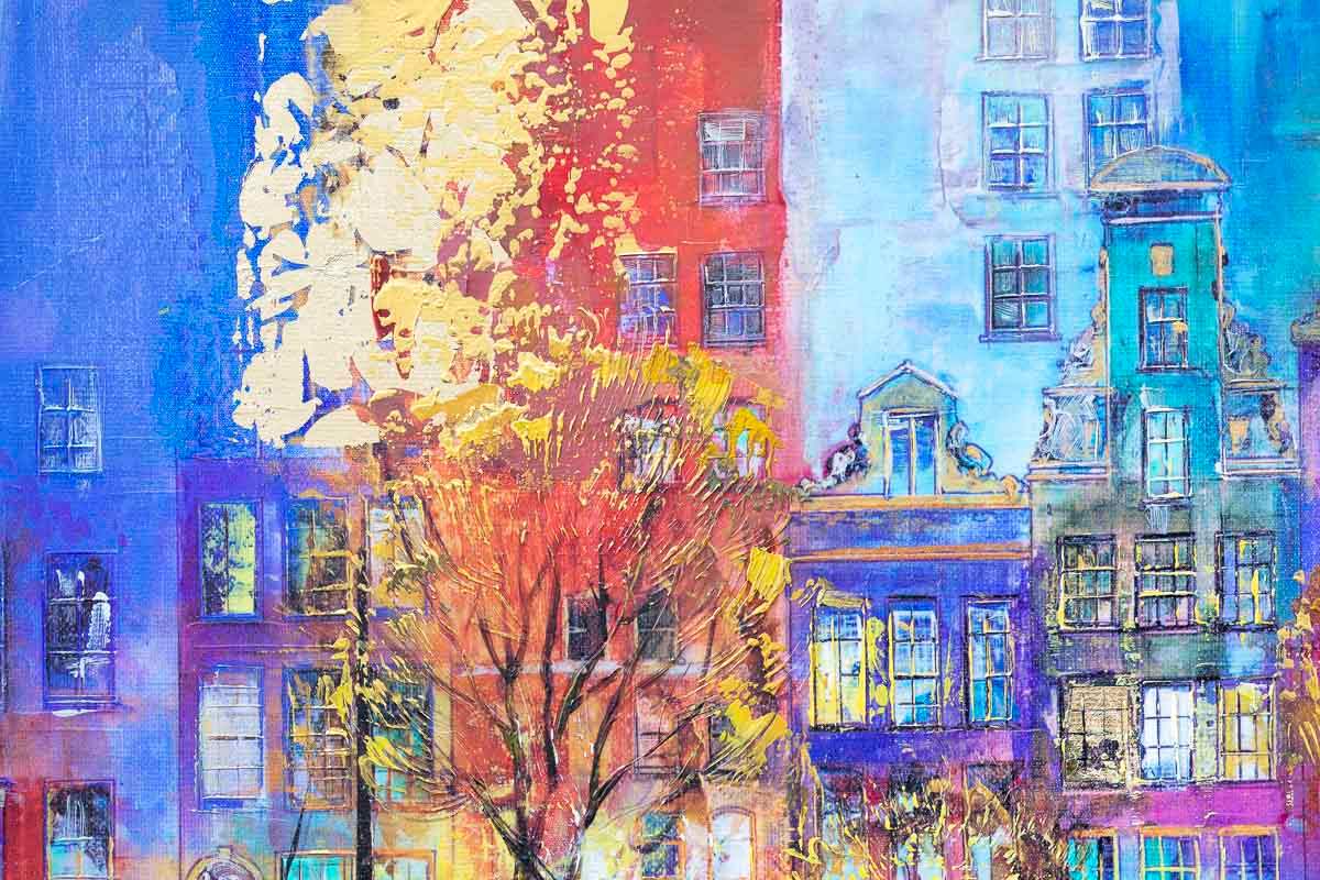 Boats of Amsterdam - Original SOLD by artist Veronika Benoni - Wyecliffe Galleries