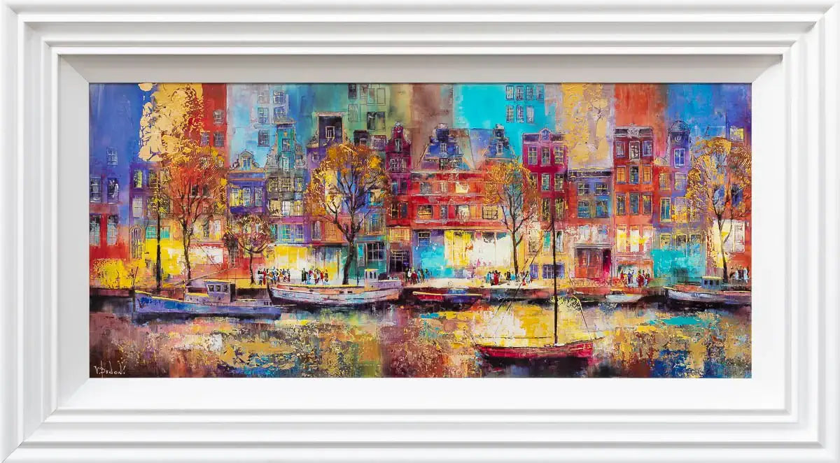Boats of Amsterdam - Original SOLD by artist Veronika Benoni - Wyecliffe Galleries