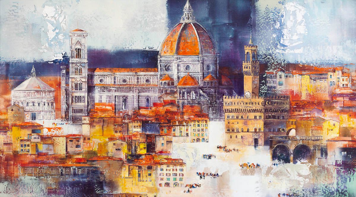 Evening in Florence - Original Veronika Benoni Framed