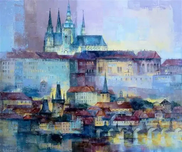 Evening Prague - Original - SOLD by artist Veronika Benoni - Wyecliffe Galleries