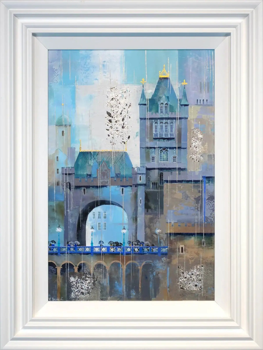 London Silver Rain - Original - SOLD by artist Veronika Benoni - Wyecliffe Galleries