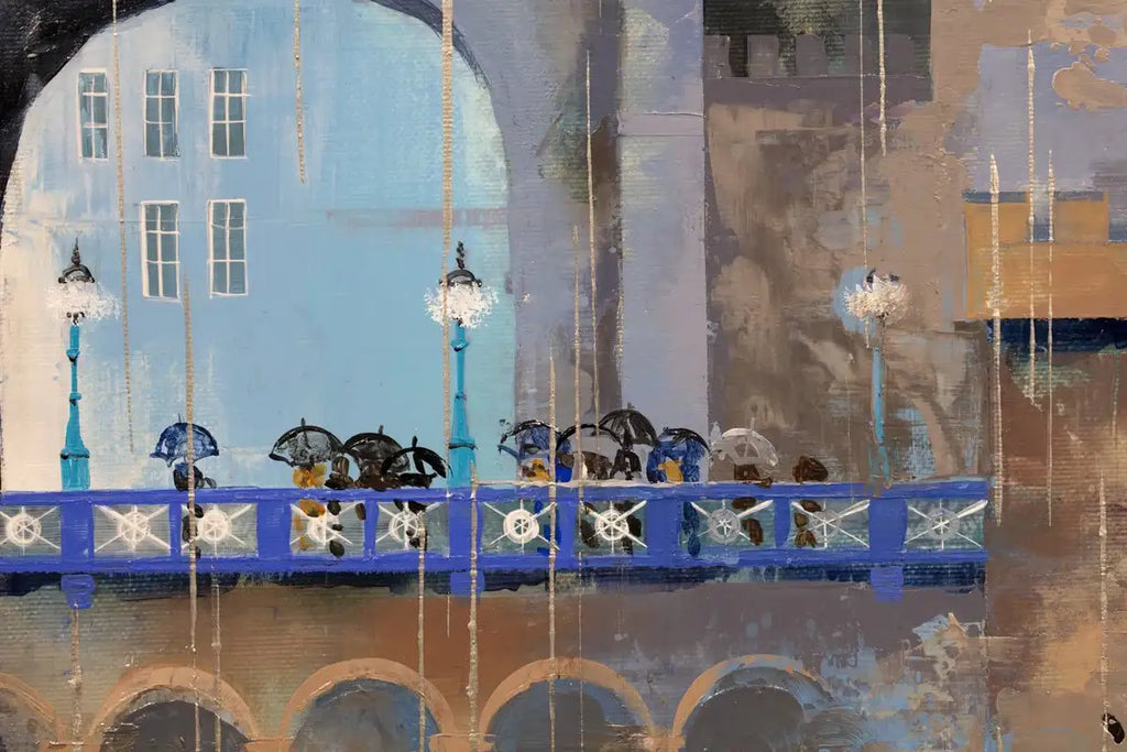 London Silver Rain - Original - SOLD by artist Veronika Benoni - Wyecliffe Galleries