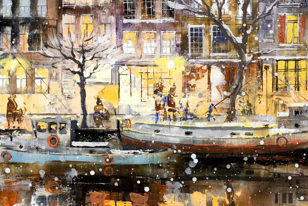 Snowing in Amsterdam - Original - SOLD by artist Veronika Benoni - Wyecliffe Galleries