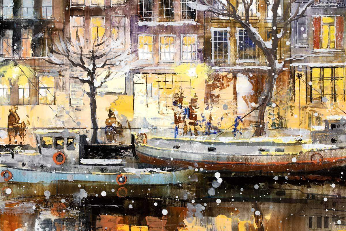 Snowing in Amsterdam - Original - SOLD by artist Veronika Benoni - Wyecliffe Galleries
