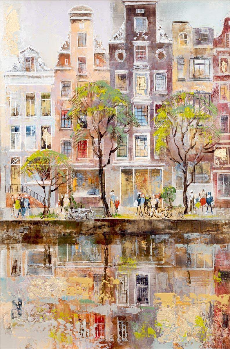 Stroll Along The Canal - Original - SOLD by artist Veronika Benoni - Wyecliffe Galleries