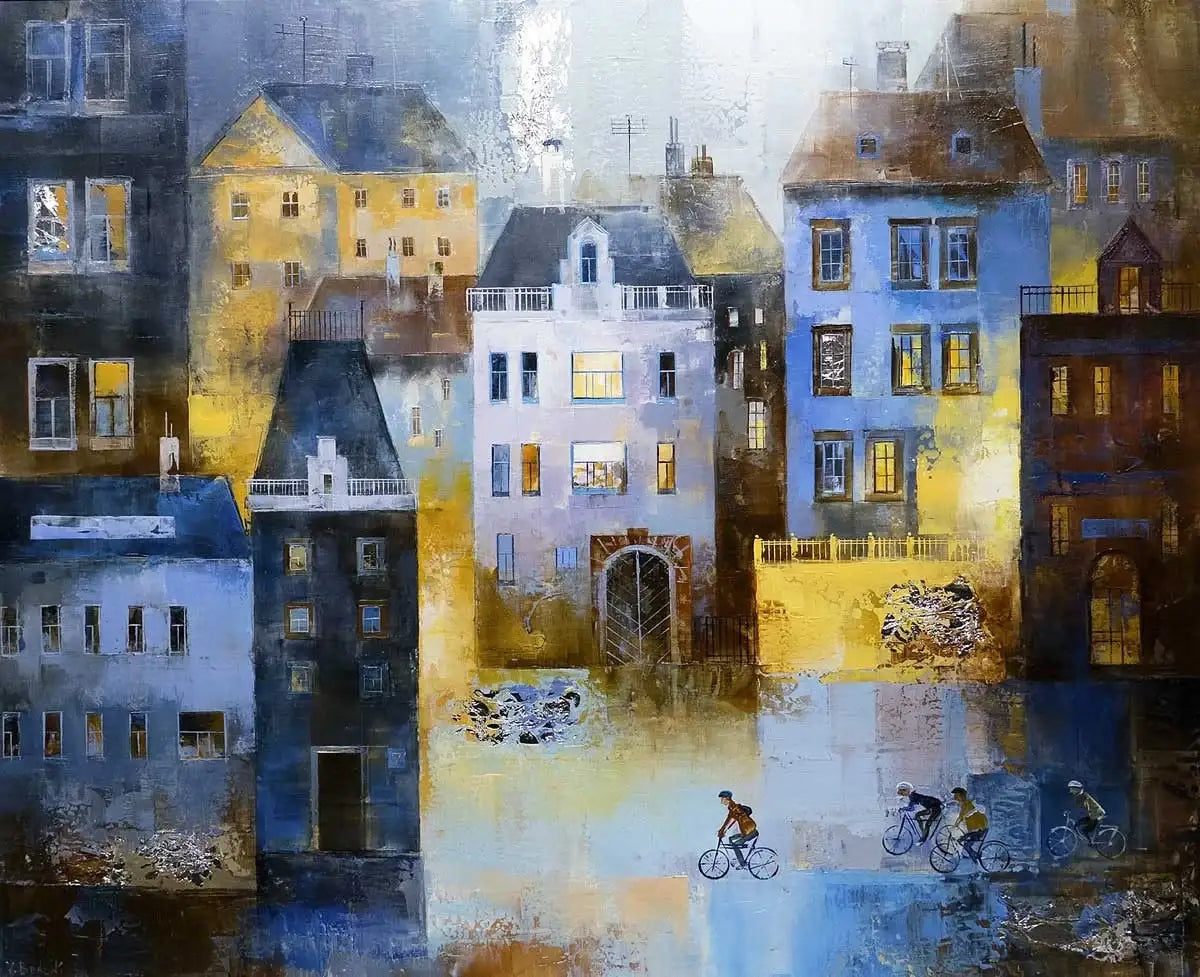 The Blue Street - SOLD by artist Veronika Benoni - Wyecliffe Galleries