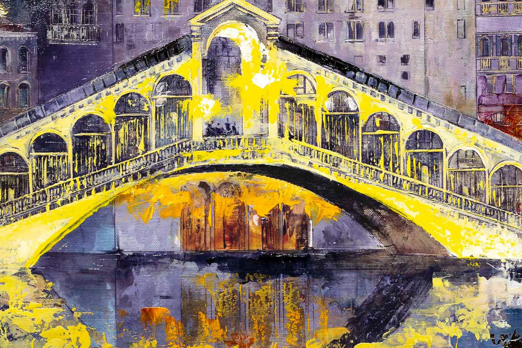 Venice Taxis by the Bridge - Original - SOLD by artist Veronika Benoni - Wyecliffe Galleries