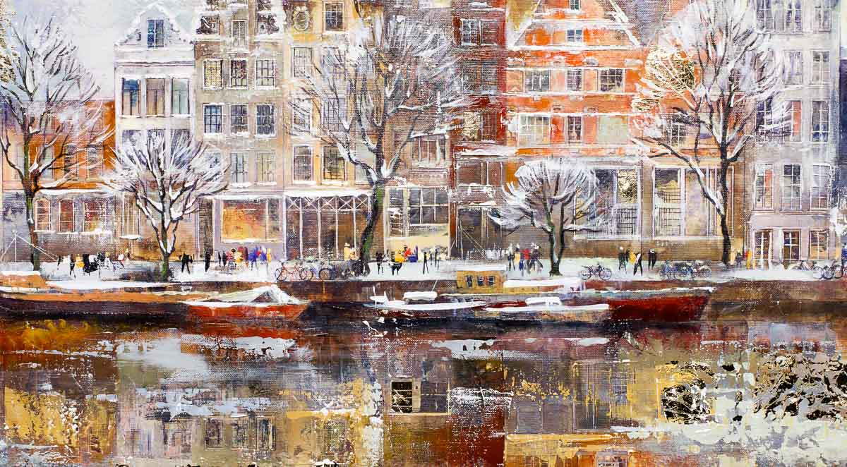 Winter in Amsterdam - Original Veronika Benoni Framed