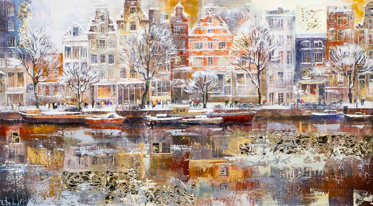 Winter in Amsterdam - Original Veronika Benoni Framed
