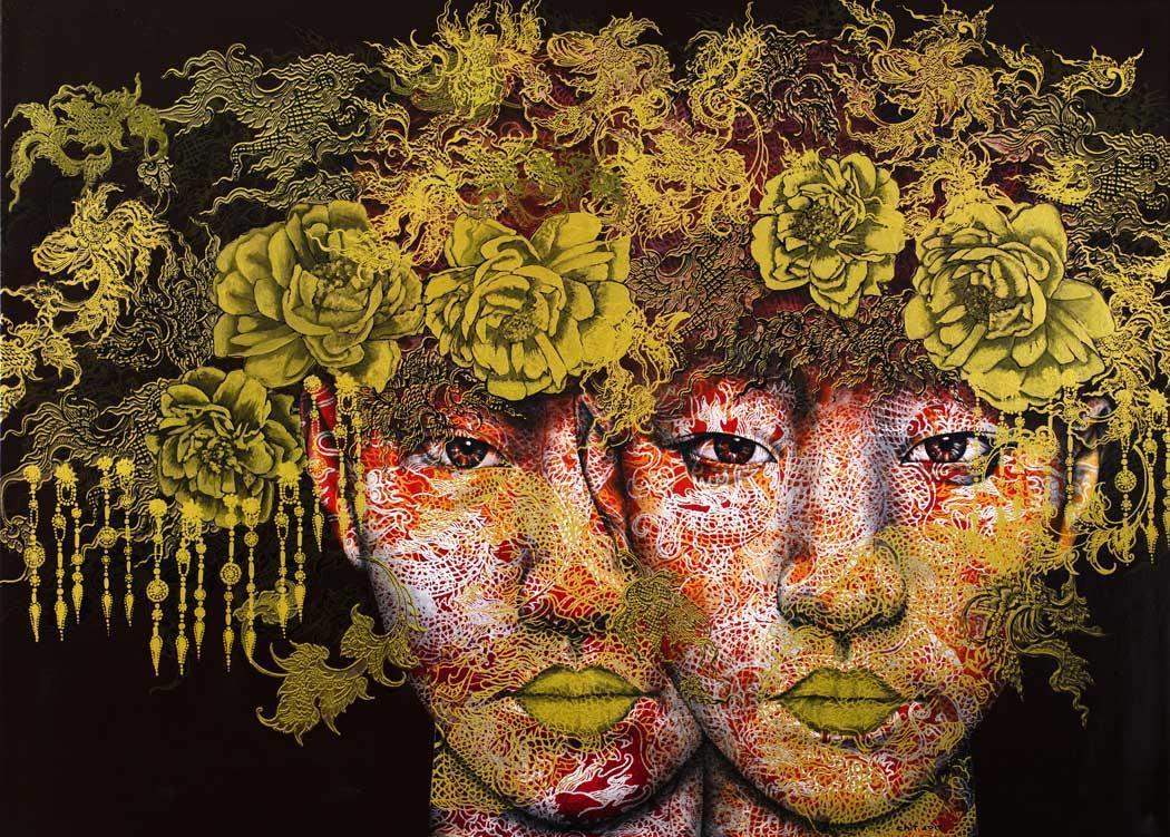 Dragons - Original SOLD by artist Vichit Nongnual - Wyecliffe Galleries