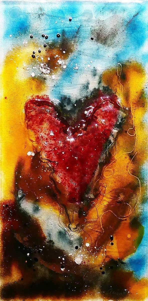Glass Heart - SOLD by artist Amanda Jones - Wyecliffe Galleries